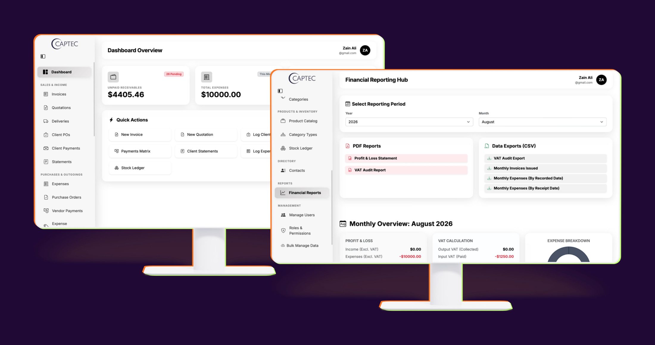 CBMS dashboard and financial reporting hub